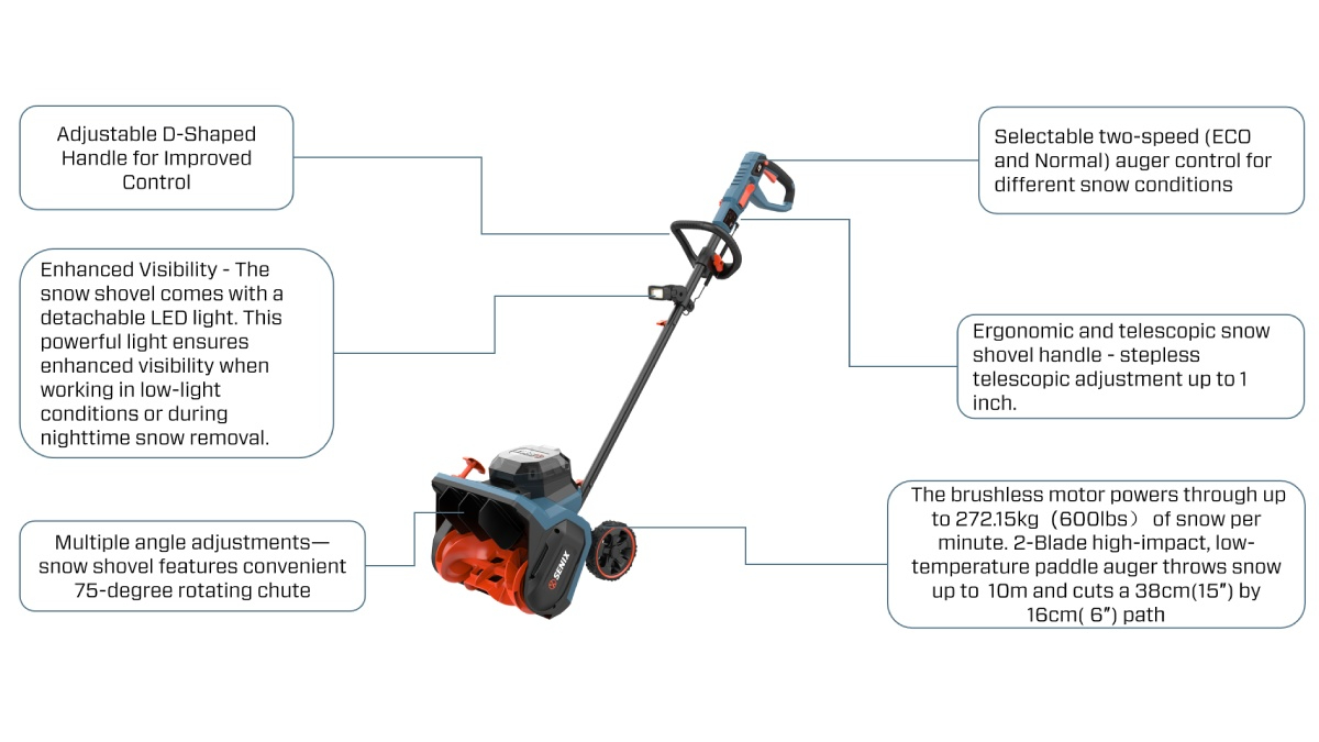 60V Brushless 38cm(15'') Snow Shovel